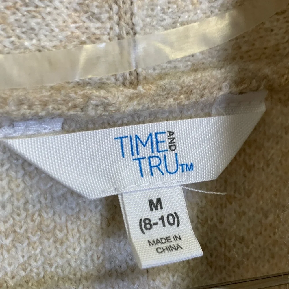 Time and Tru Tan and Cream Knit Sweater